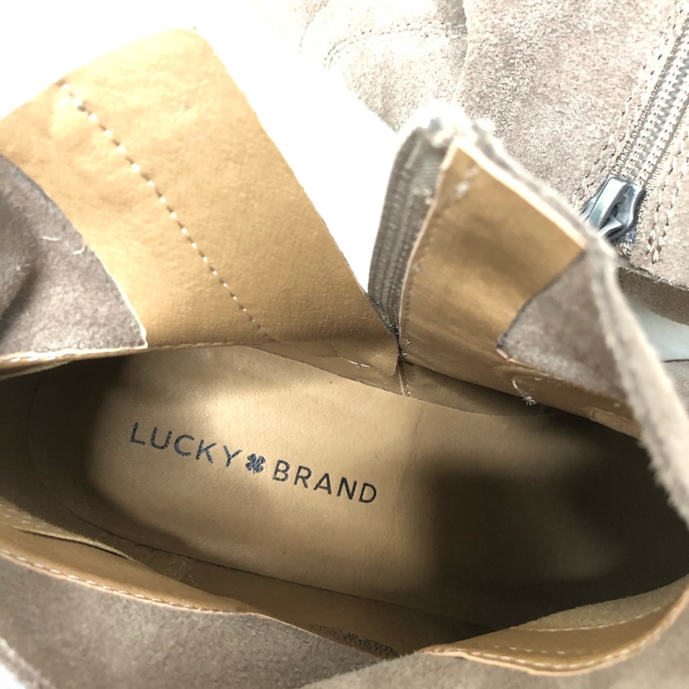Lucky Brand Taupe Suede Booties Size 10 - Picture 7 of 7